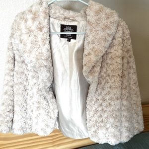 Faux Fur Cream Shrug by Solitaire